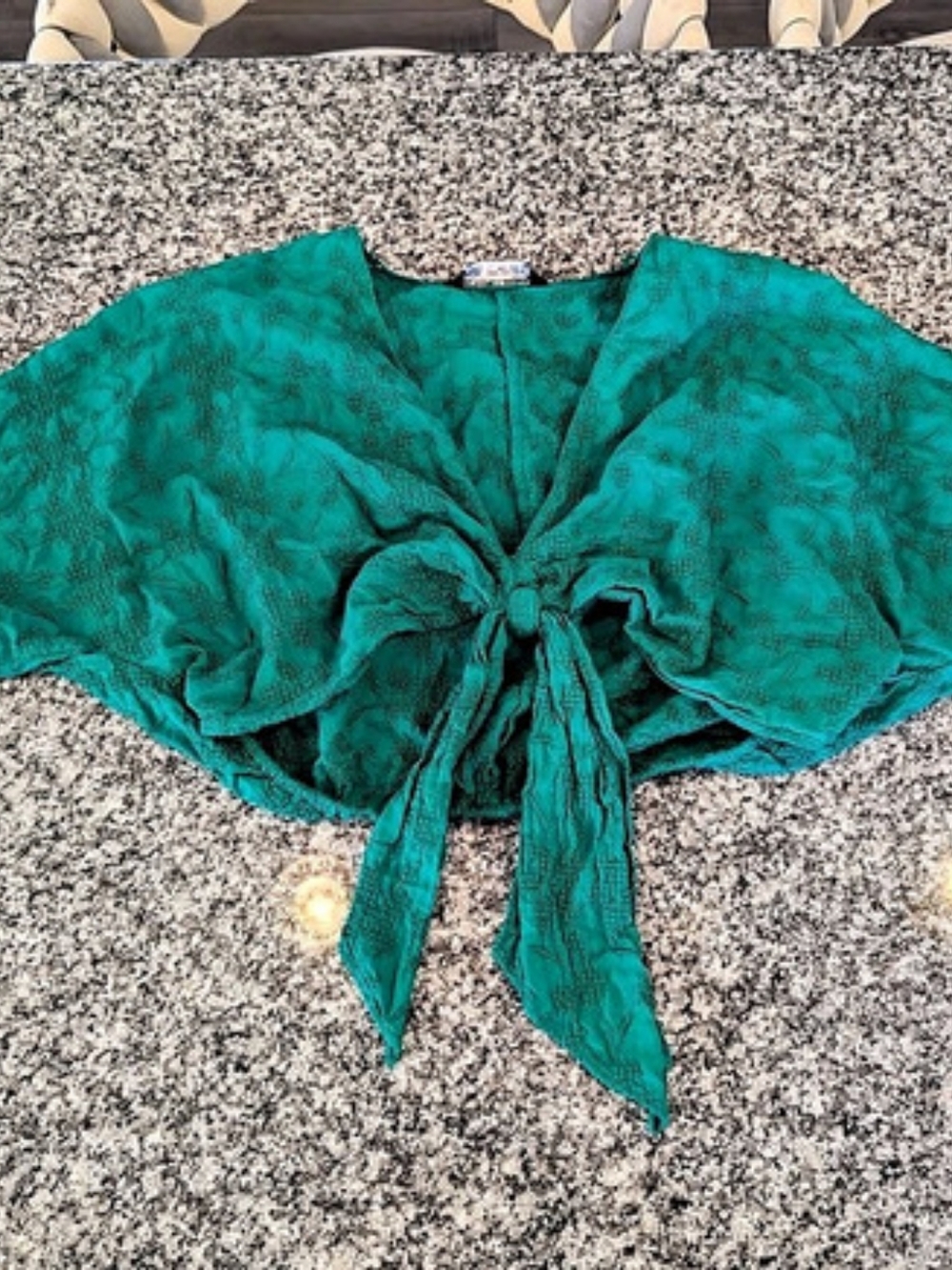 Zara Floral Tie-Front Blouse in Green Size Medium Like New